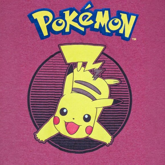 Pokémon Pikachu Kids Graphic T-Shirt Youth Large Red Short Sleeve Tee Unisex - Picture 4 of 4